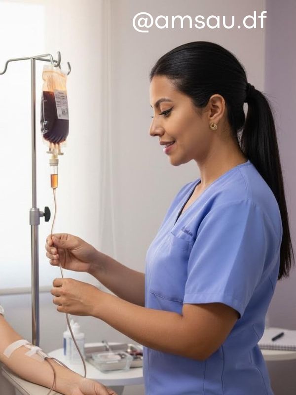 Aplicação de vitaminas e repositores injetáveis em domicílio